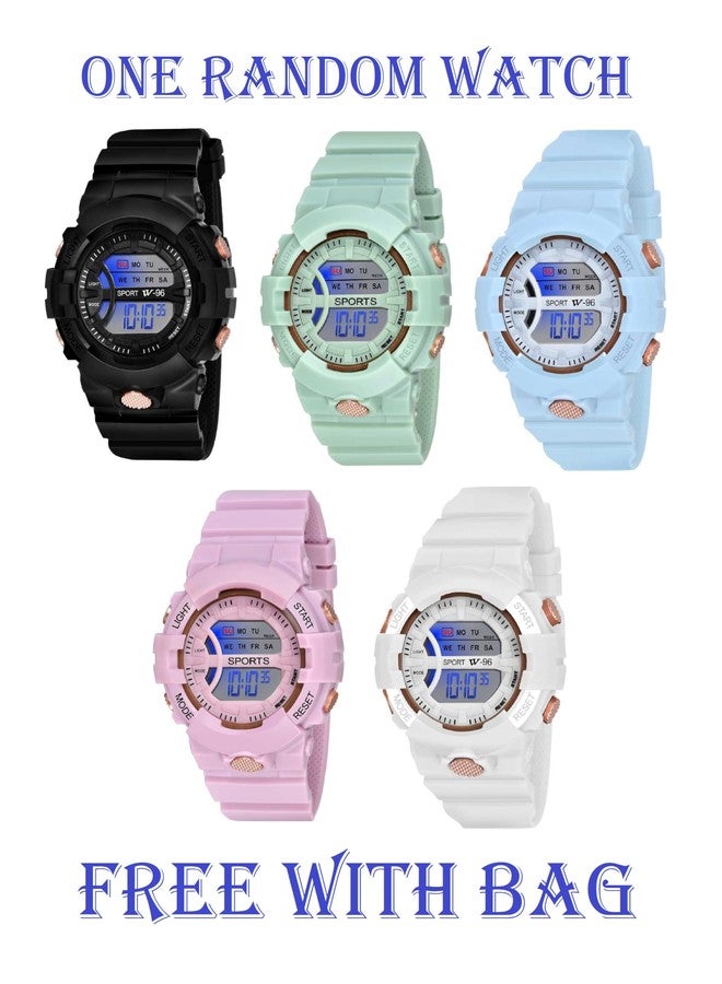 RBM New Combo Of Digital LED Watch And Trendy Colorful Pattern Printed Kids School Backpack Waterpoof Polyester Bag For Boys & Girls (NUR/LKG/UKG/1st/2nd Class)(RBMBAG06+WCH68) - Image 5